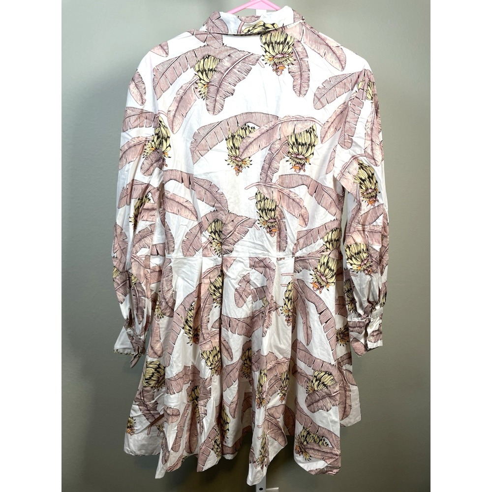 Desmond & Dempsey x H&M Summer Dress Long Sleeve Button up Palm Trees Small - Picture 4 of 11